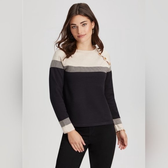 LAURA-Color  Block button Detail Sweater - Picture 4 of 12